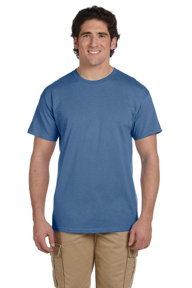 Hanes 5170 Mens EcoSmart Short Sleeve Crewneck T-Shirt Heather Blue Front