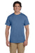 Hanes 5170 Mens EcoSmart Short Sleeve Crewneck T-Shirt Heather Blue Front