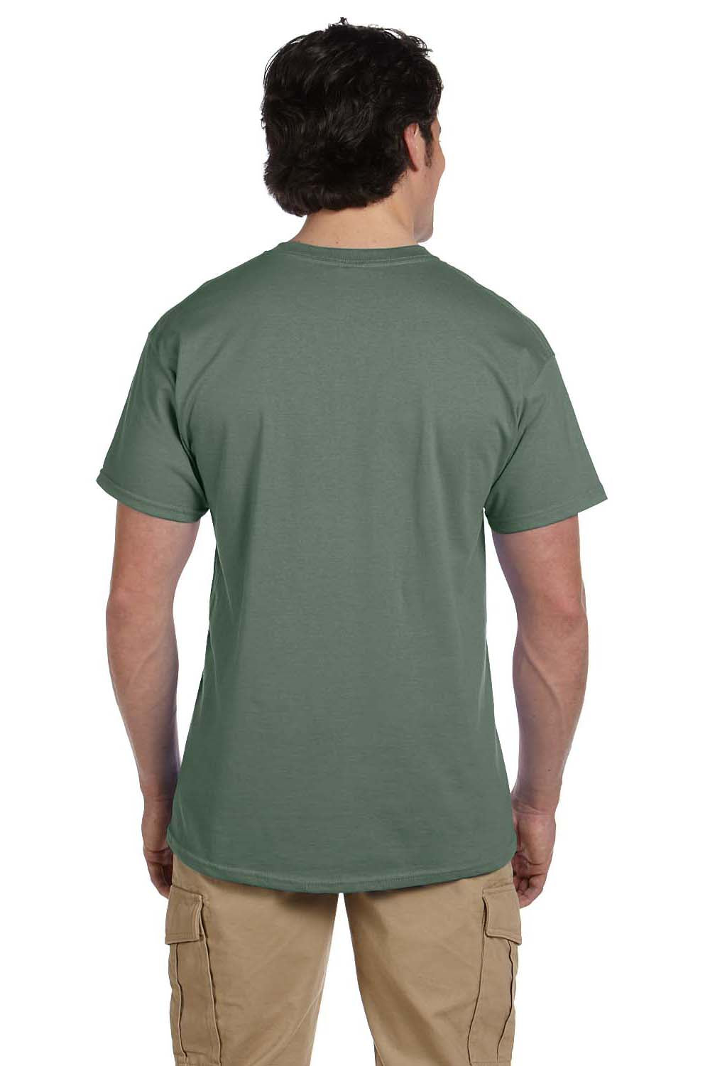 Hanes 5170 Mens EcoSmart Short Sleeve Crewneck T-Shirt Heather Green Back