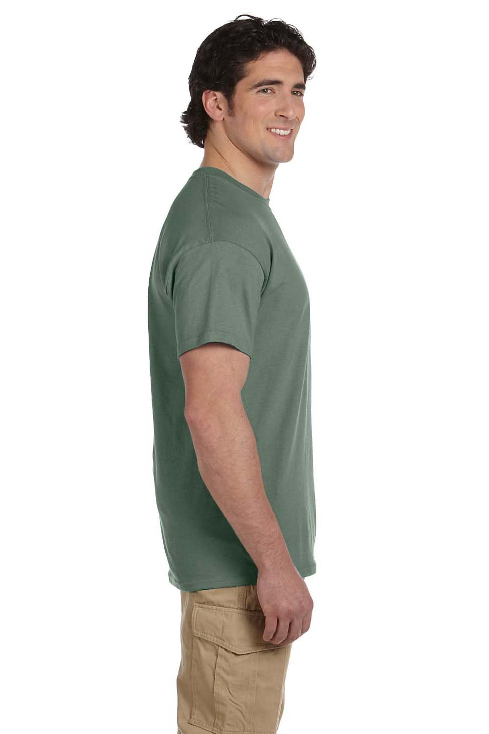 Hanes 5170 Mens EcoSmart Short Sleeve Crewneck T-Shirt Heather Green Side