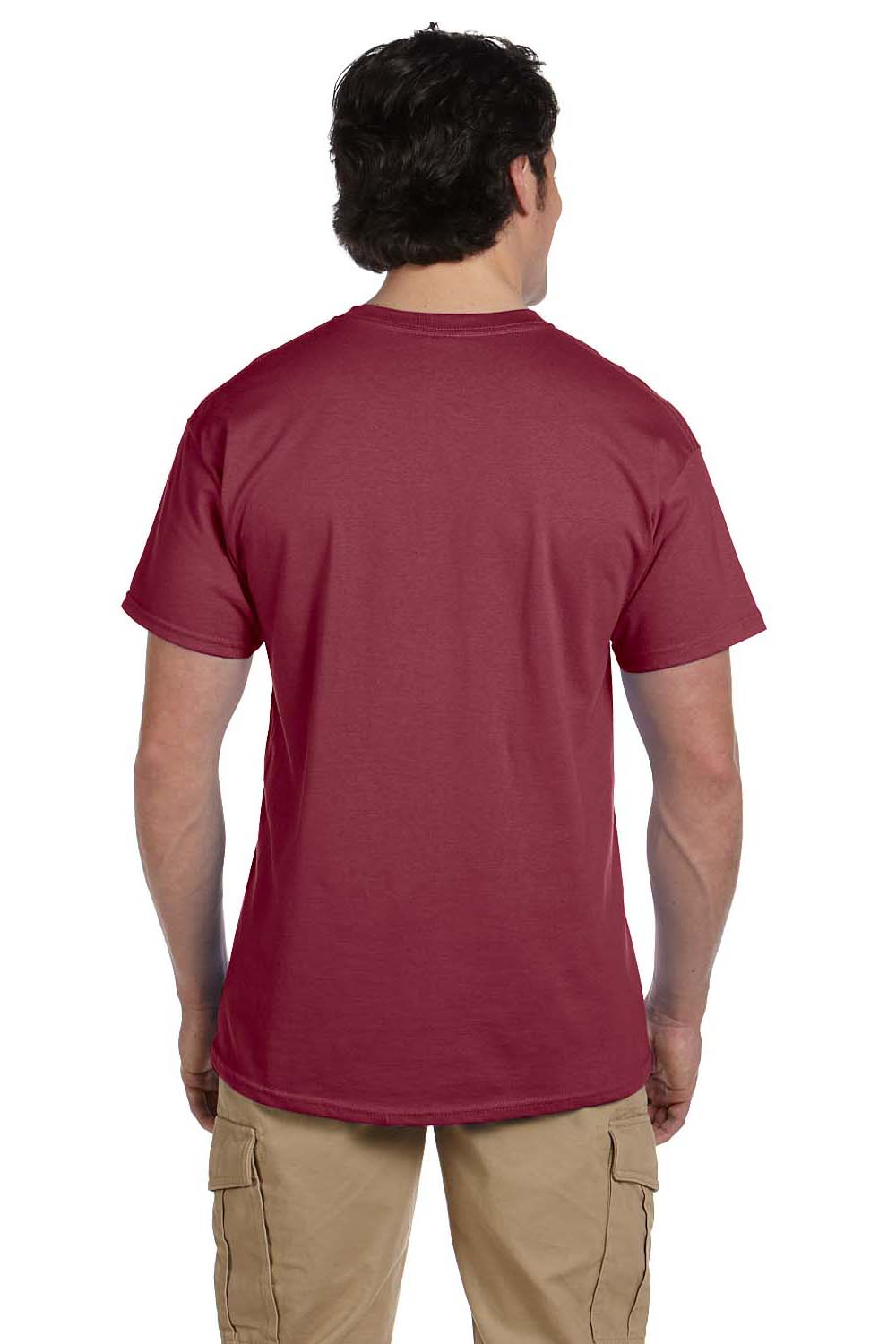 Hanes 5170 Mens EcoSmart Short Sleeve Crewneck T-Shirt Heather Red Back
