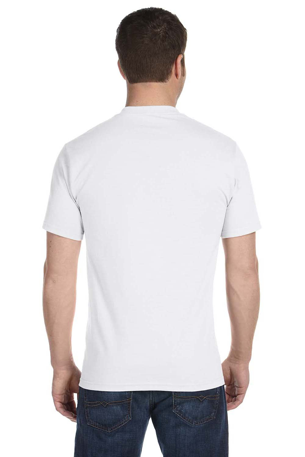 Hanes 5180 Mens Beefy-T Short Sleeve Crewneck T-Shirt White Back