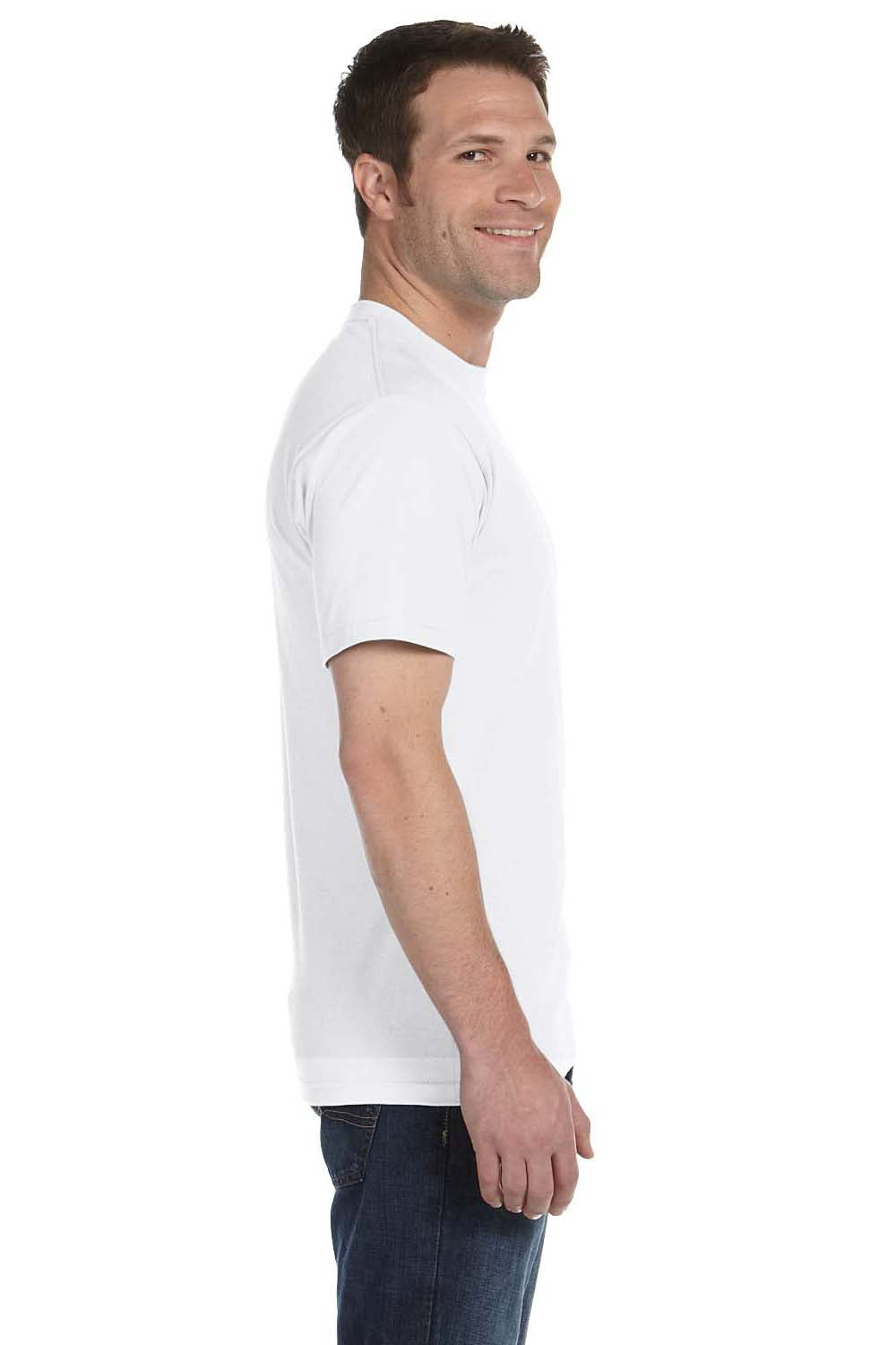 Hanes 5180 Mens Beefy-T Short Sleeve Crewneck T-Shirt White Side