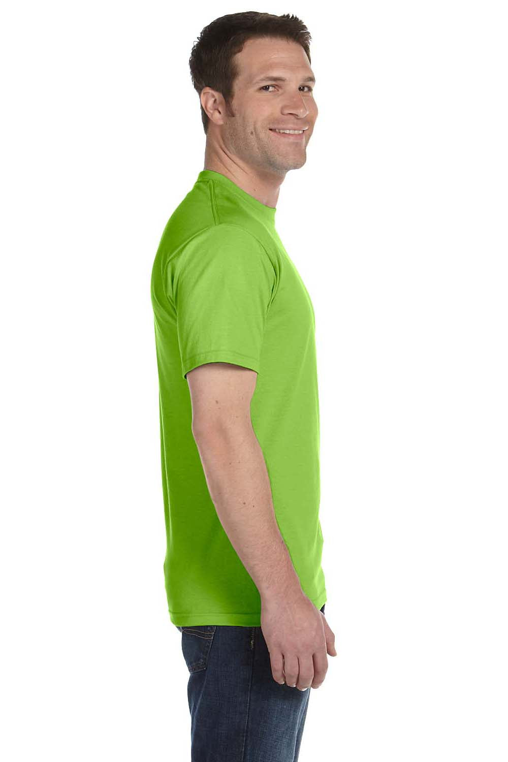 Hanes 5180 Mens Beefy-T Short Sleeve Crewneck T-Shirt Lime Green Side