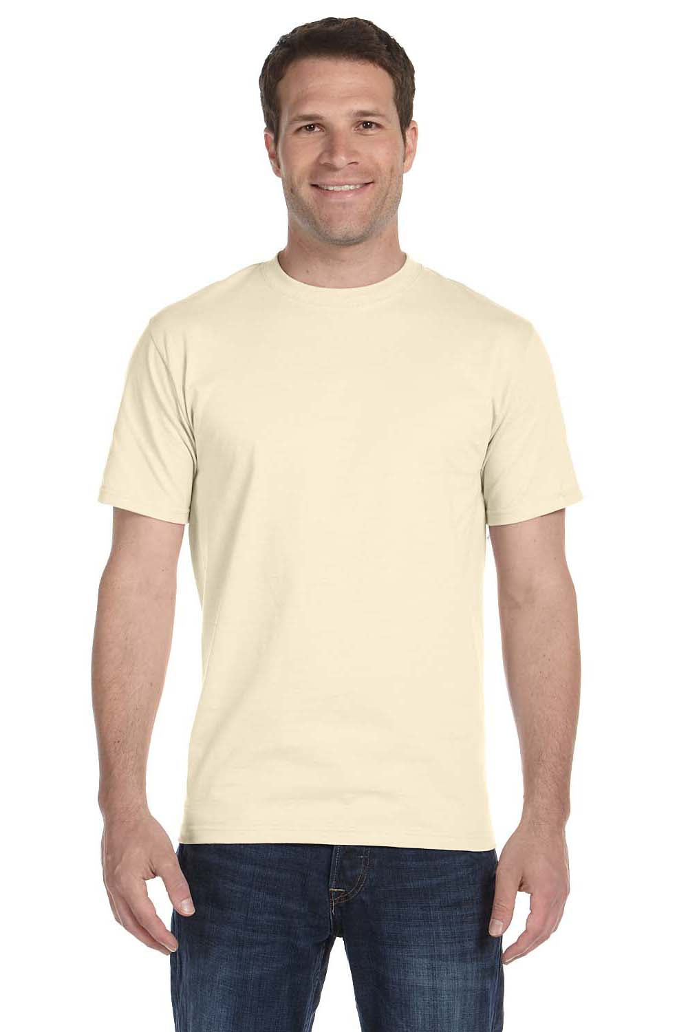 Hanes 5180 Mens Beefy-T Short Sleeve Crewneck T-Shirt Natural Front