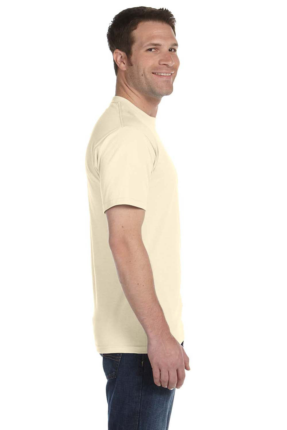 Hanes 5180 Mens Beefy-T Short Sleeve Crewneck T-Shirt Natural Side