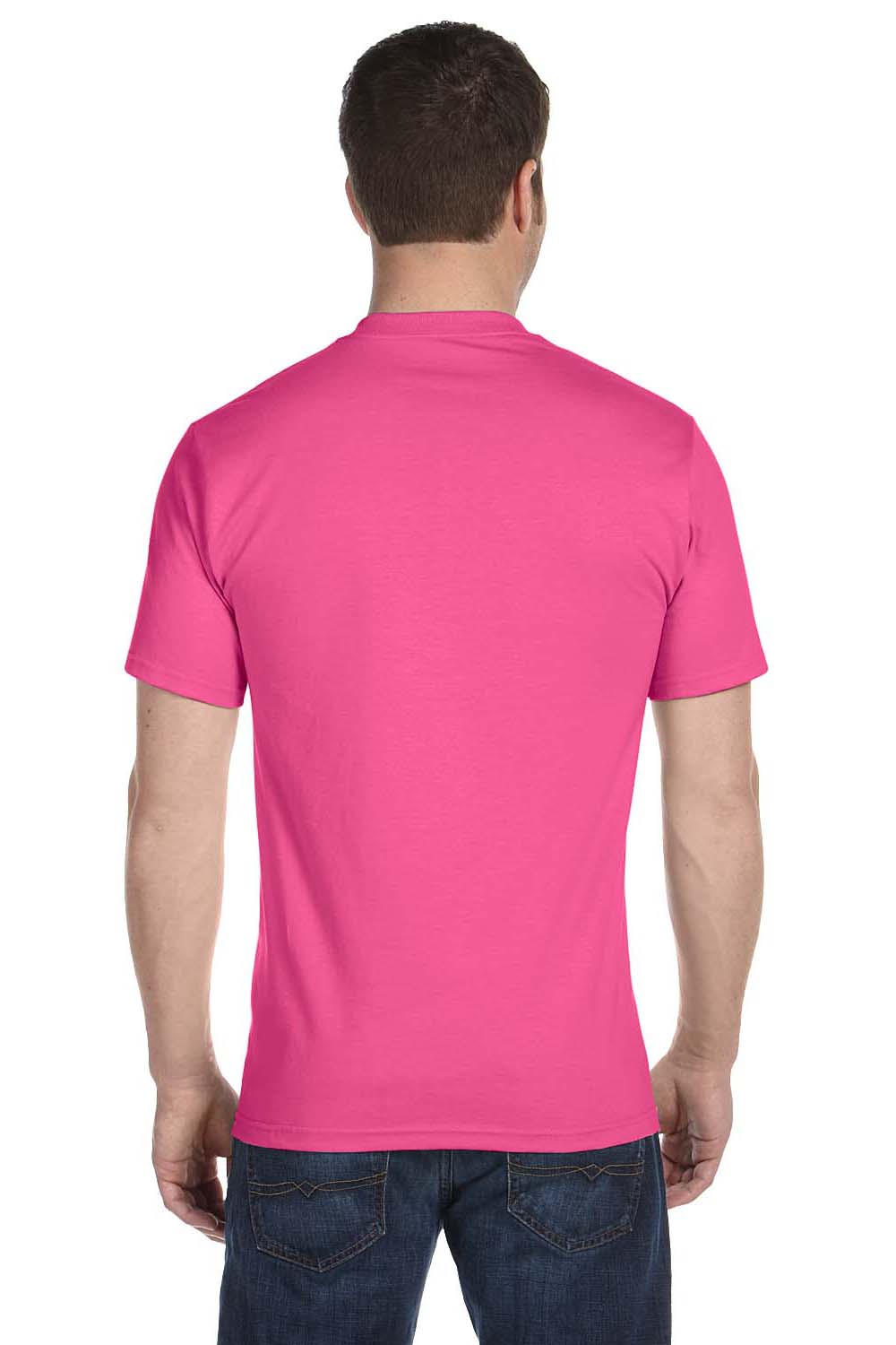 Hanes 5180 Mens Beefy-T Short Sleeve Crewneck T-Shirt Wow Pink Back