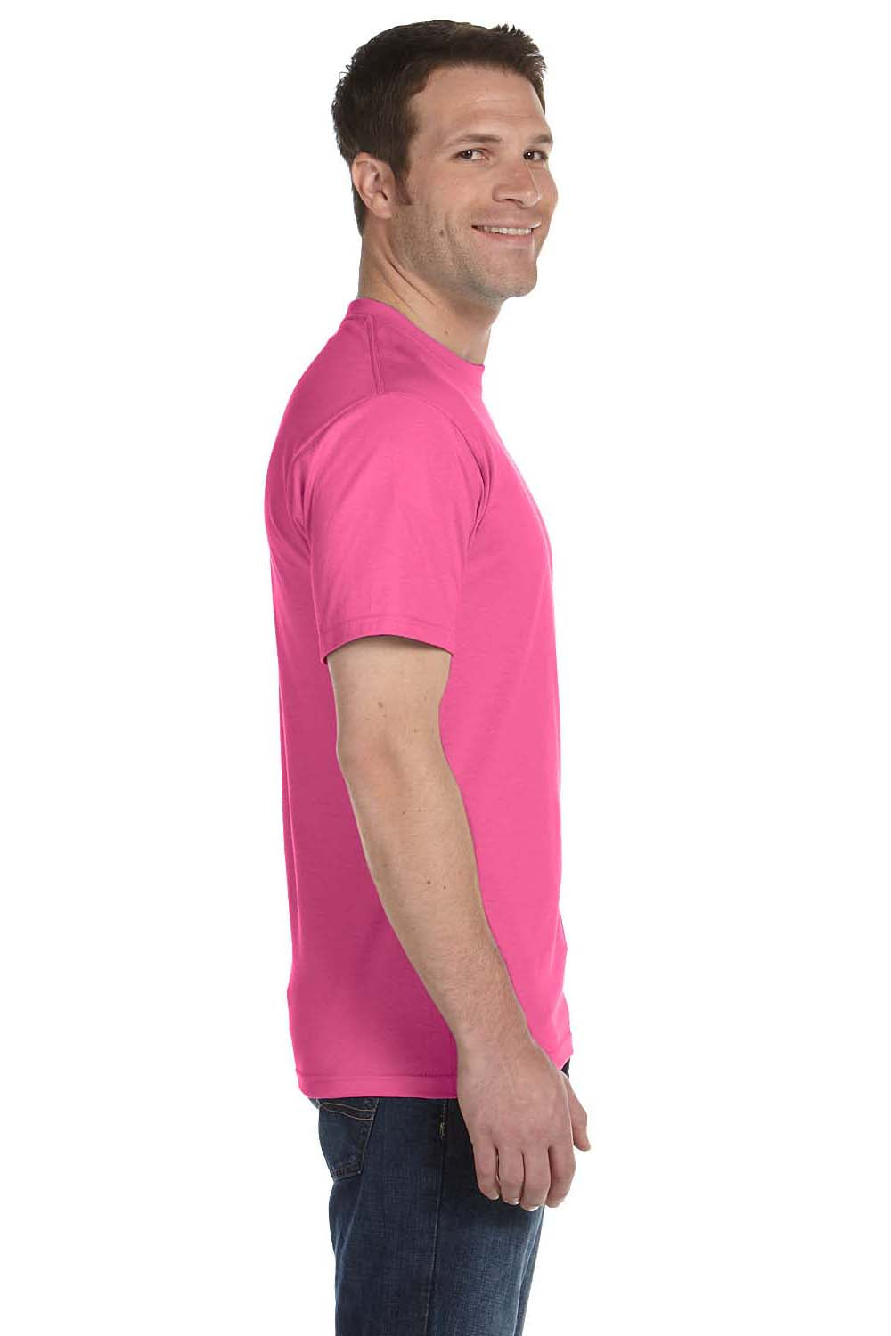 Hanes 5180 Mens Beefy-T Short Sleeve Crewneck T-Shirt Wow Pink Side