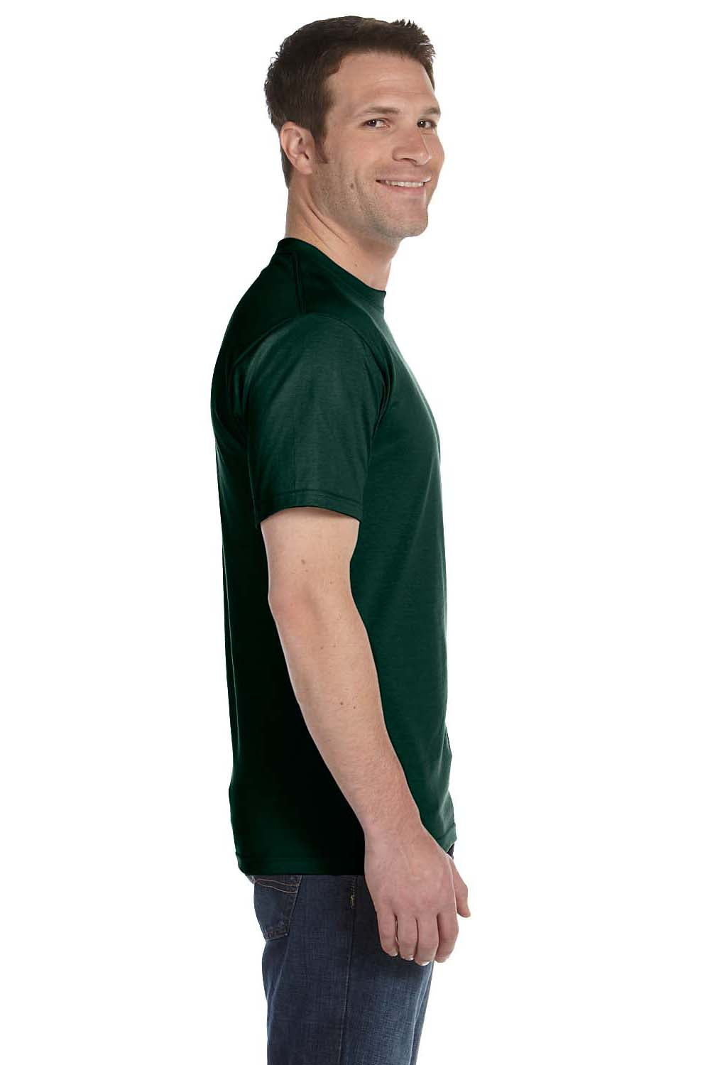 Hanes 5180 Mens Beefy-T Short Sleeve Crewneck T-Shirt Forest Green Side