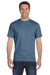 Hanes 5180 Mens Beefy-T Short Sleeve Crewneck T-Shirt Denim Blue Front