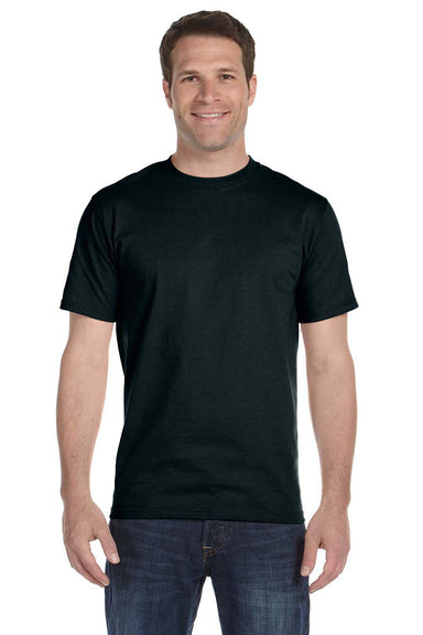 Hanes 5180 Mens Beefy-T Short Sleeve Crewneck T-Shirt Black Front