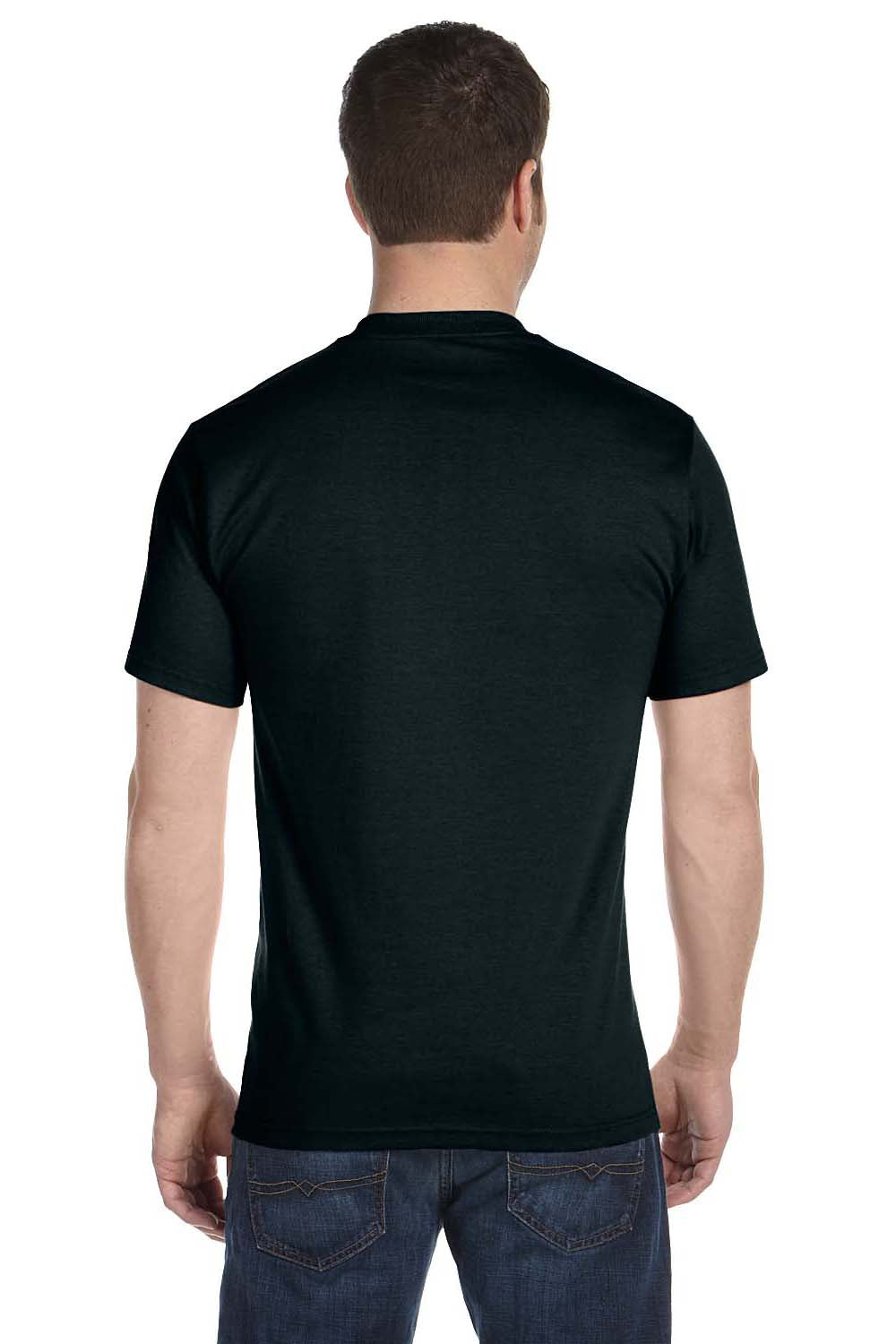 Hanes 5180 Mens Beefy-T Short Sleeve Crewneck T-Shirt Black Back