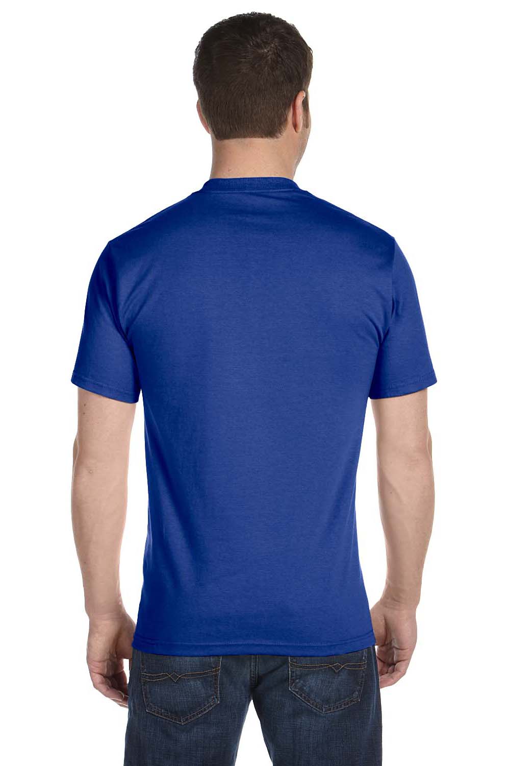 Hanes 5180 Mens Beefy-T Short Sleeve Crewneck T-Shirt Royal Blue Back