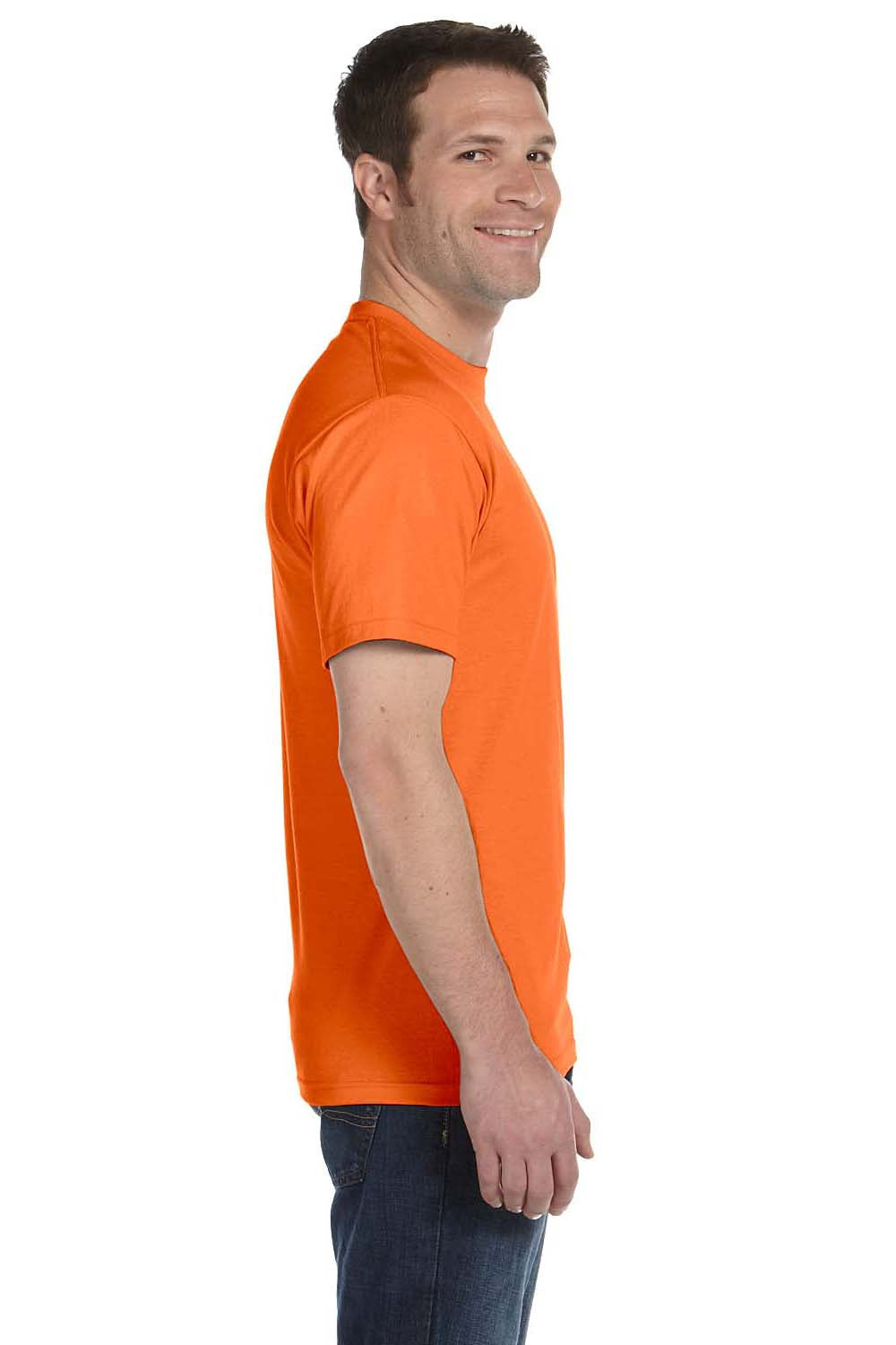 Hanes 5180 Mens Beefy-T Short Sleeve Crewneck T-Shirt Orange Side