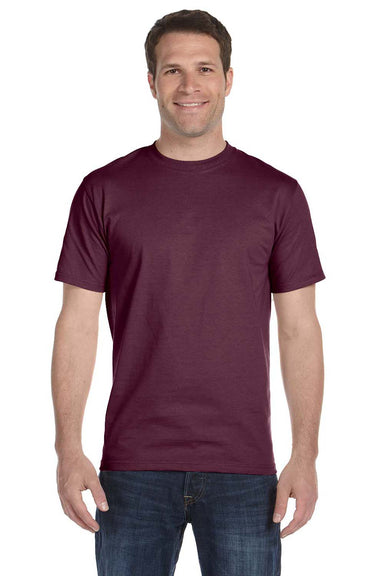 Hanes 5180 Mens Beefy-T Short Sleeve Crewneck T-Shirt Maroon Front