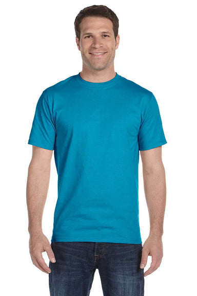 Hanes 5180 Mens Beefy-T Short Sleeve Crewneck T-Shirt Teal Blue Front