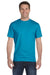 Hanes 5180 Mens Beefy-T Short Sleeve Crewneck T-Shirt Teal Blue Front