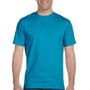 Hanes Mens Beefy-T Short Sleeve Crewneck T-Shirt - Teal Blue - Closeout