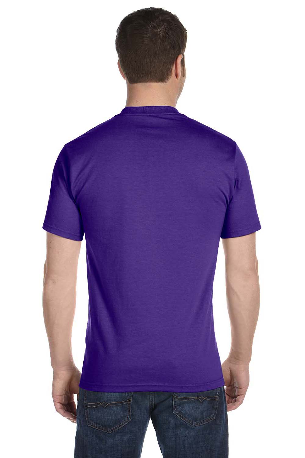 Hanes 5180 Mens Beefy-T Short Sleeve Crewneck T-Shirt Purple Back