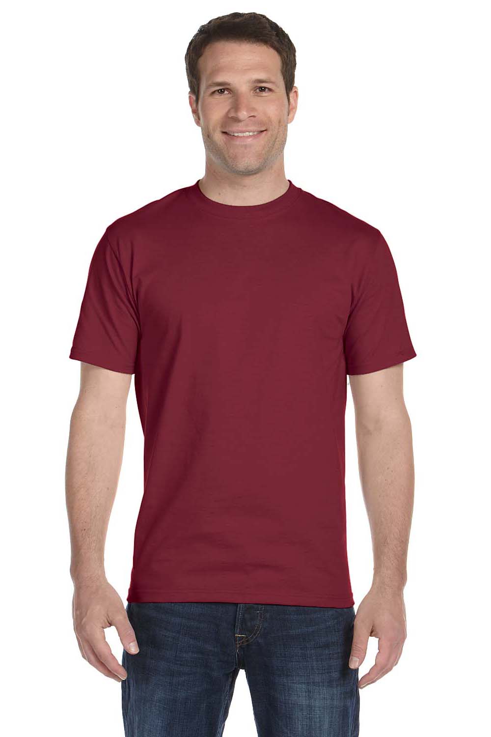 Hanes 5180 Mens Beefy-T Short Sleeve Crewneck T-Shirt Cardinal Red Front