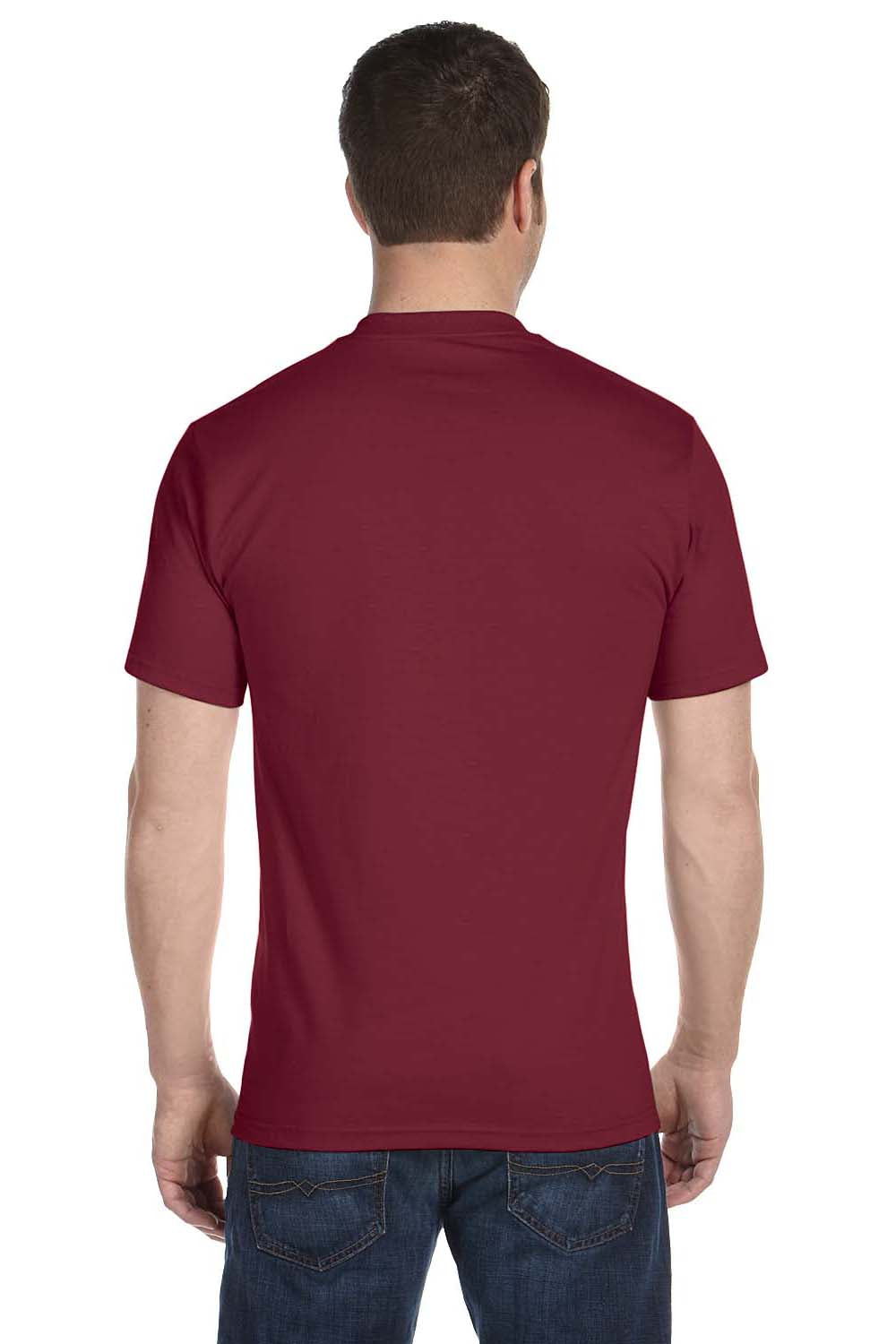 Hanes 5180 Mens Beefy-T Short Sleeve Crewneck T-Shirt Cardinal Red Back