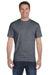 Hanes 5180 Mens Beefy-T Short Sleeve Crewneck T-Shirt Heather Charcoal Grey Front