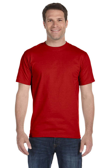 Hanes 5180 Mens Beefy-T Short Sleeve Crewneck T-Shirt Red Front