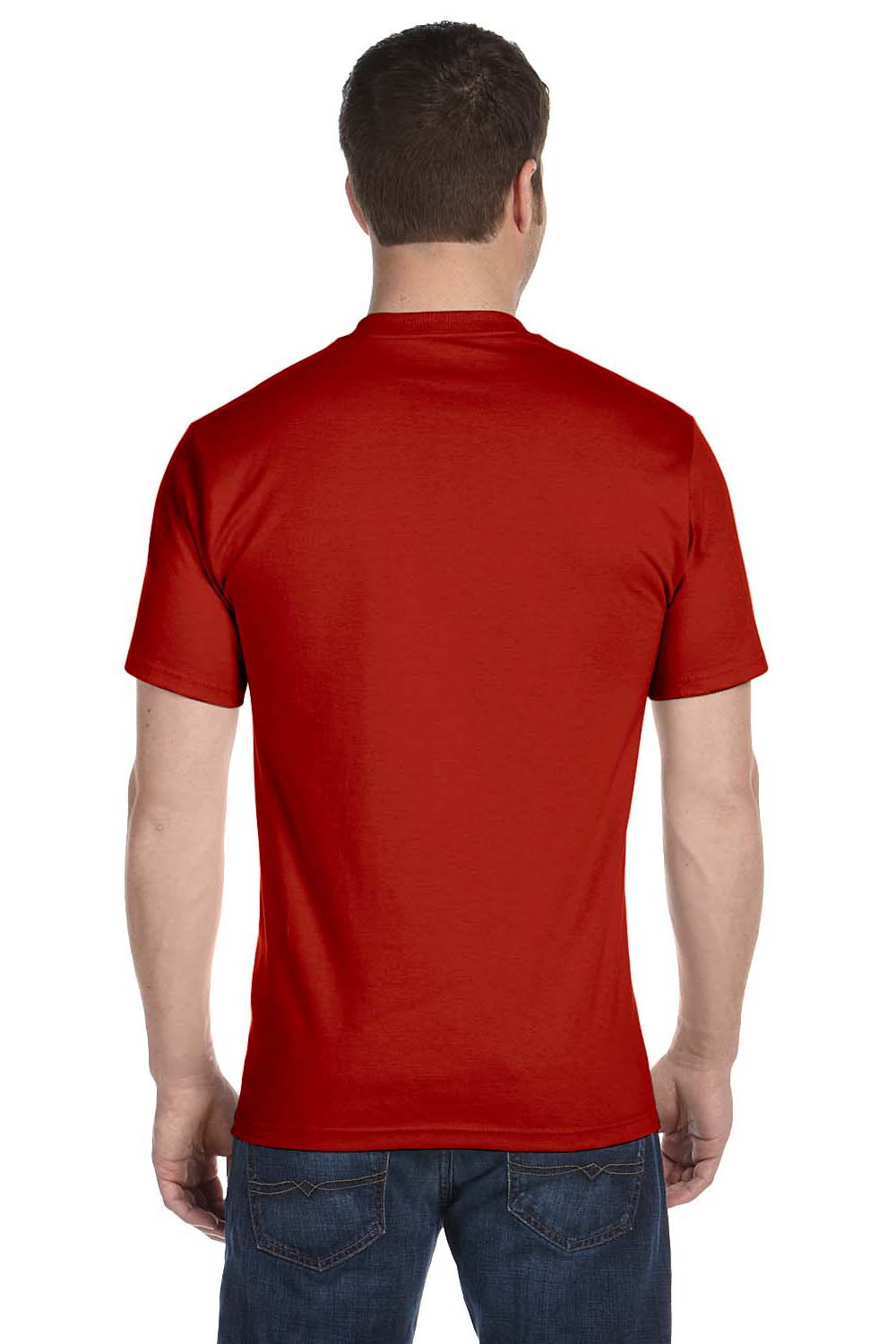 Hanes 5180 Mens Beefy-T Short Sleeve Crewneck T-Shirt Red Back