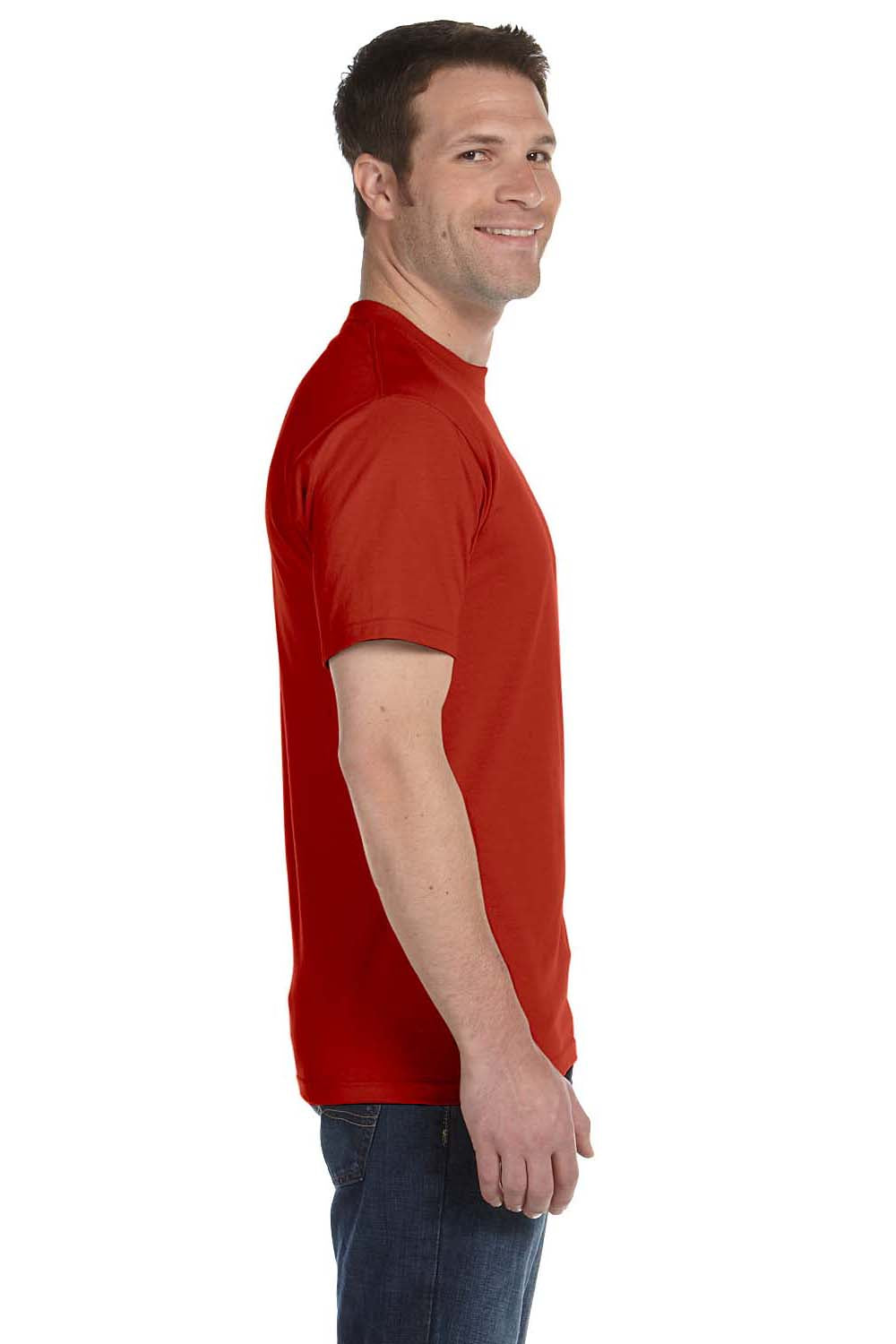 Hanes 5180 Mens Beefy-T Short Sleeve Crewneck T-Shirt Red Side