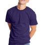 Hanes Mens Beefy-T Short Sleeve Crewneck T-Shirt - Heather Grape Smash Purple