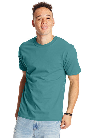 Hanes 5180/518T Mens Beefy-T Short Sleeve Crewneck T-Shirt Clay Green Front