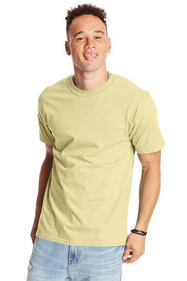 Hanes 5180/518T Mens Beefy-T Short Sleeve Crewneck T-Shirt Lemon Meringue Yellow Front