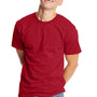 Hanes Mens Beefy-T Short Sleeve Crewneck T-Shirt - Heather Pepper Red - Closeout