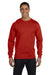 Hanes 5186 Mens Beefy-T Long Sleeve Crewneck T-Shirt Red Front