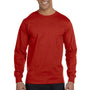 Hanes Mens Beefy-T Long Sleeve Crewneck T-Shirt - Deep Red