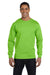 Hanes 5186 Mens Beefy-T Long Sleeve Crewneck T-Shirt Lime Green Front