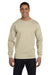 Hanes 5186 Mens Beefy-T Long Sleeve Crewneck T-Shirt Sand Brown Front