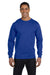 Hanes 5186 Mens Beefy-T Long Sleeve Crewneck T-Shirt Royal Blue Front