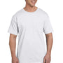 Hanes Mens Beefy-T Short Sleeve Crewneck T-Shirt w/ Pocket - White