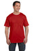 Hanes 5190P Mens Beefy-T Short Sleeve Crewneck T-Shirt w/ Pocket Red Front