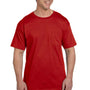 Hanes Mens Beefy-T Short Sleeve Crewneck T-Shirt w/ Pocket - Deep Red