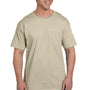 Hanes Mens Beefy-T Short Sleeve Crewneck T-Shirt w/ Pocket - Sand