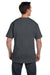 Hanes 5190P Mens Beefy-T Short Sleeve Crewneck T-Shirt w/ Pocket Heather Charcoal Grey Back