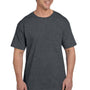 Hanes Mens Beefy-T Short Sleeve Crewneck T-Shirt w/ Pocket - Heather Charcoal Grey