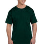 Hanes Mens Beefy-T Short Sleeve Crewneck T-Shirt w/ Pocket - Deep Forest Green