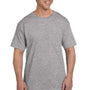 Hanes Mens Beefy-T Short Sleeve Crewneck T-Shirt w/ Pocket - Light Steel Grey