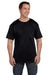 Hanes 5190P Mens Beefy-T Short Sleeve Crewneck T-Shirt w/ Pocket Black Front