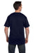 Hanes 5190P Mens Beefy-T Short Sleeve Crewneck T-Shirt w/ Pocket Navy Blue Back