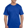 Hanes Mens Beefy-T Short Sleeve Crewneck T-Shirt w/ Pocket - Deep Royal Blue