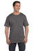 Hanes 5190P Mens Beefy-T Short Sleeve Crewneck T-Shirt w/ Pocket Smoke Grey Front